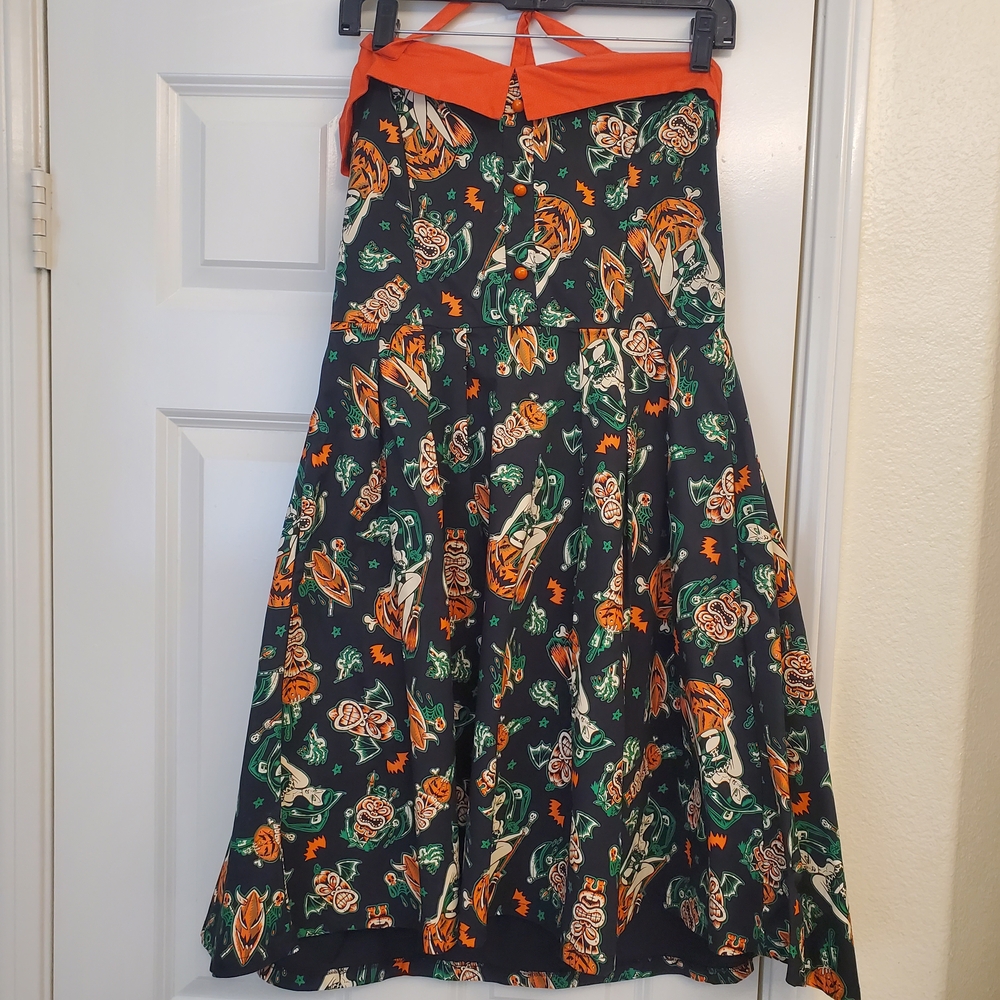 Sourpuss Orange and Black Halloween Dress - Picture 2 of 7